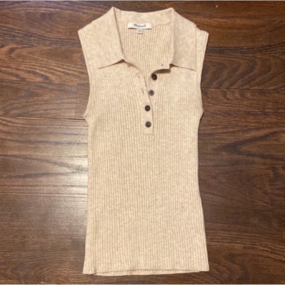 madewell the owen sweater polo tank top in cream